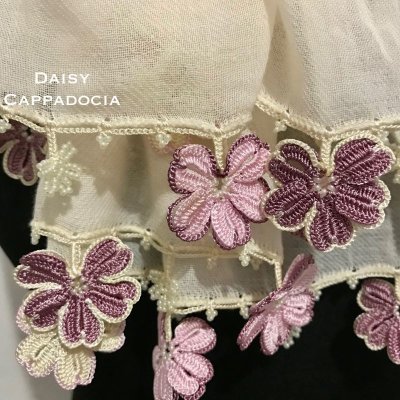 画像2: トゥーオヤ　コットンストール（綿100％）クリームとピンクのお花