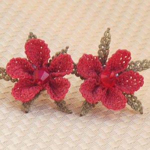 画像: シルク　イーネオヤ　ピアス　桜（キャッチタイプ）レッド